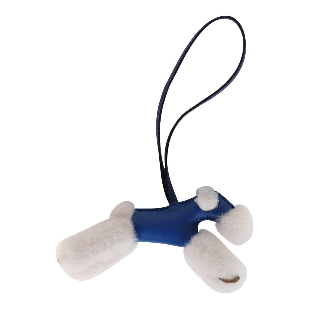 Hermes Budy Charm Bleu France And Bleu Saphir Milo Lambskin And Merino Sheepskin