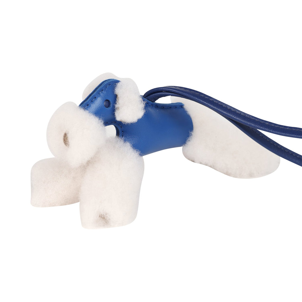 Hermes Budy Charm Bleu France And Bleu Saphir Milo Lambskin And Merino Sheepskin