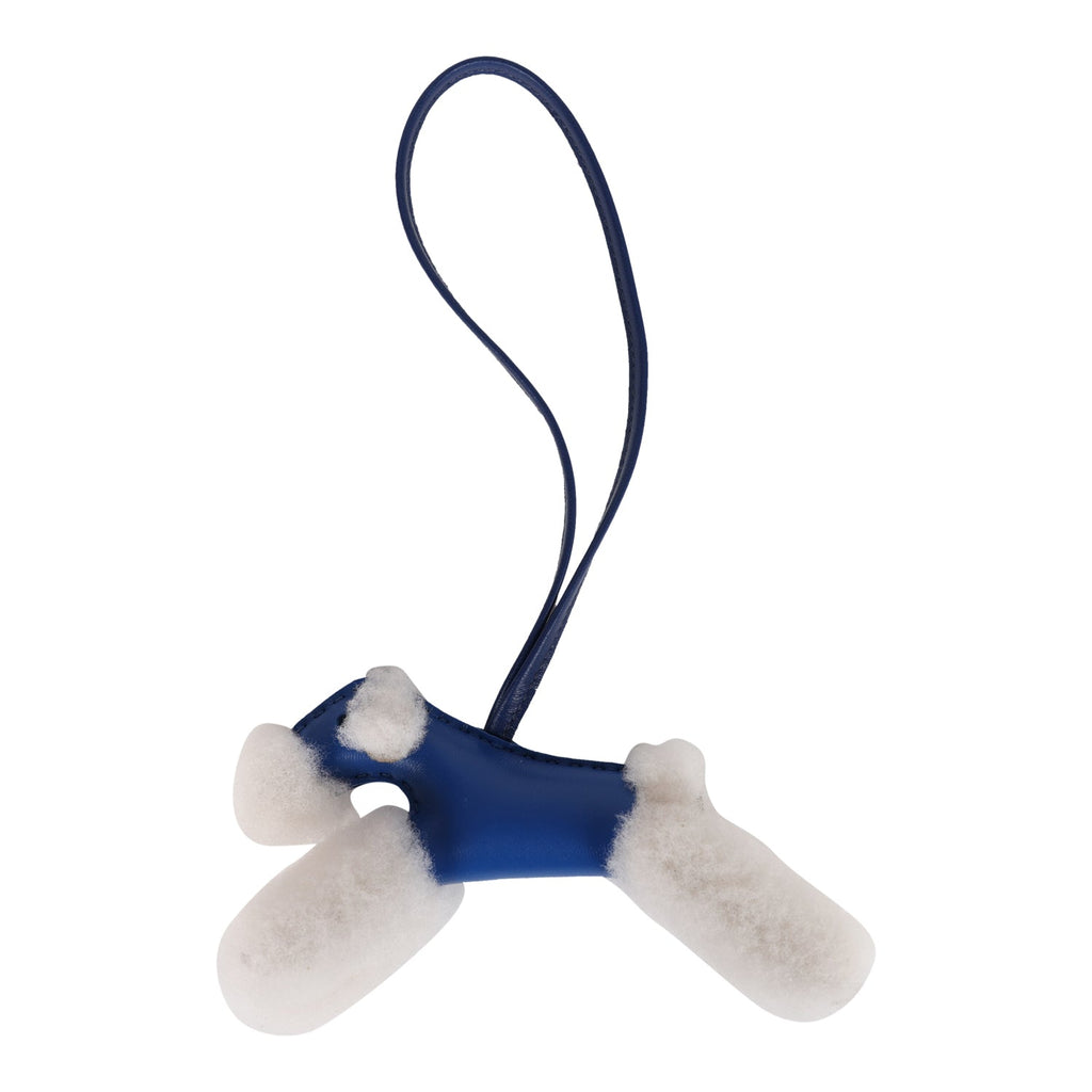 Hermes Budy Charm Bleu France and Bleu Saphir Milo Lambskin and Merino Sheepskin