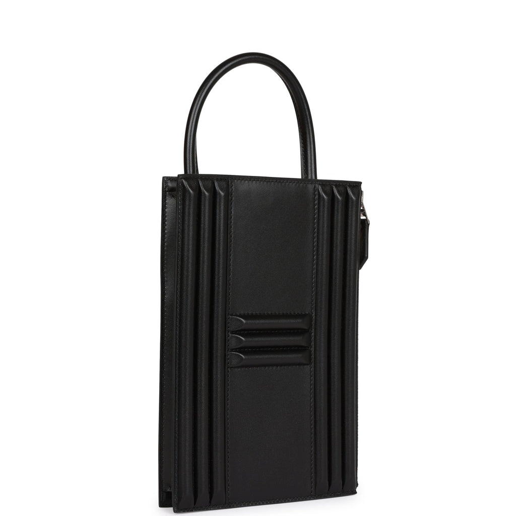 Hermes Cadena Lock Bag Black Tadelakt Palladium Hardware
