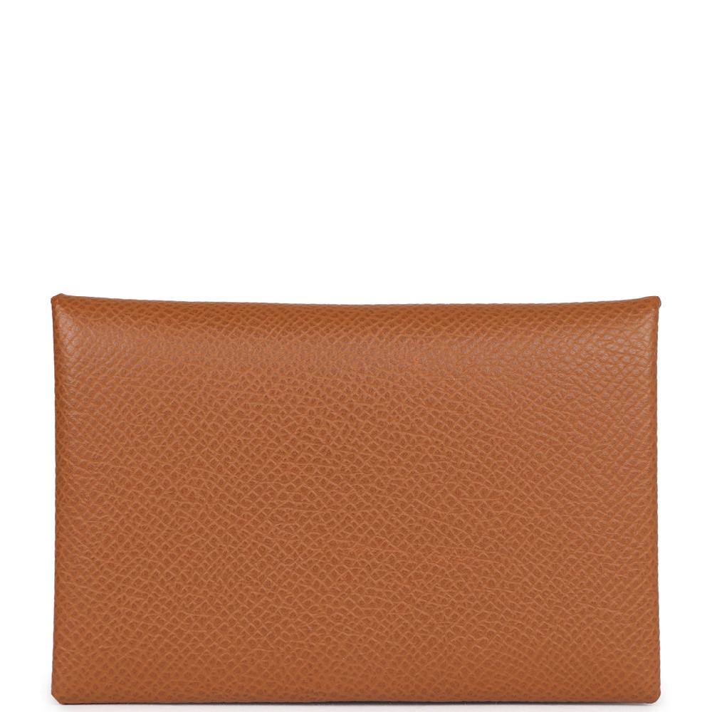 Hermes Calvi Card Holder Gold Epsom Palladium Hardware