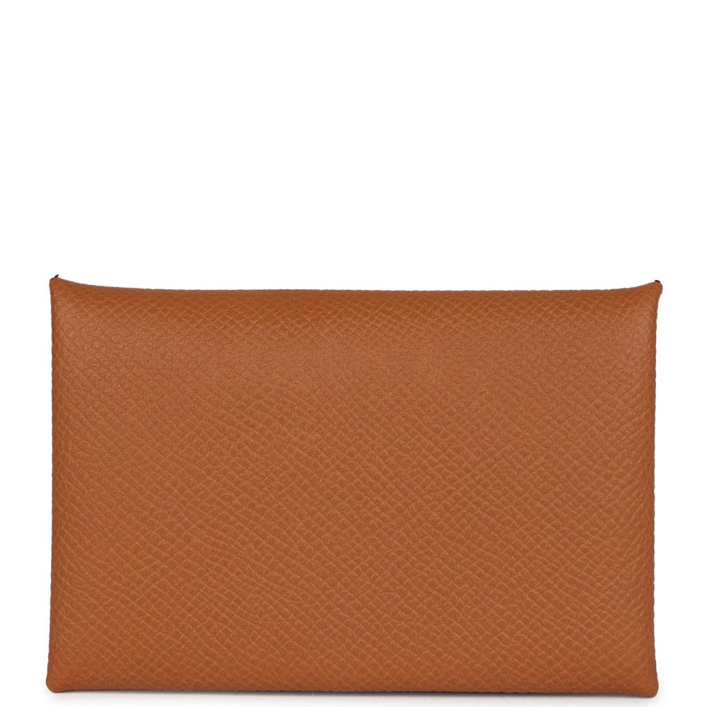 Hermes Calvi Card Holder Gold Epsom Palladium Hardware