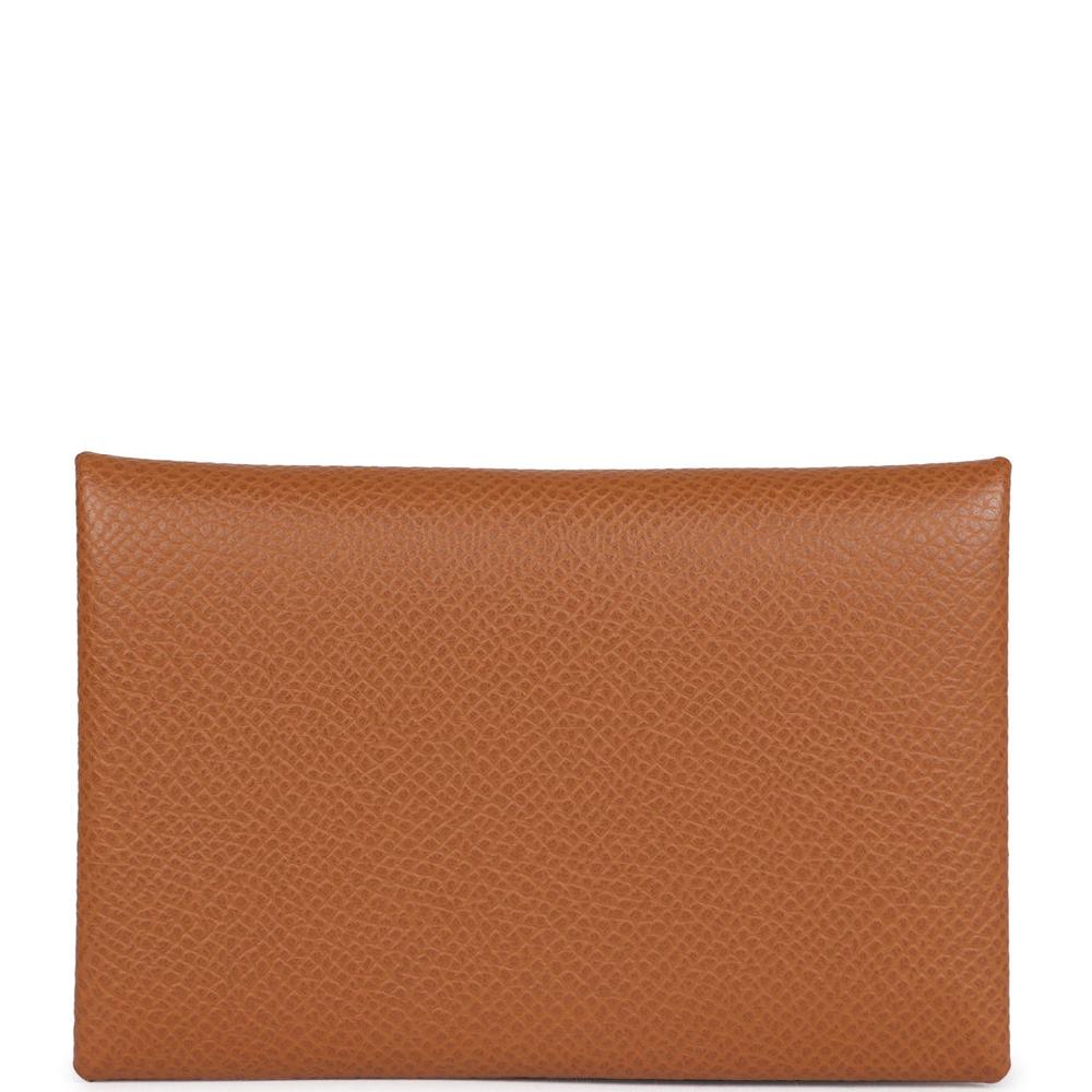 Hermes Calvi Card Holder Gold Epsom Palladium Hardware