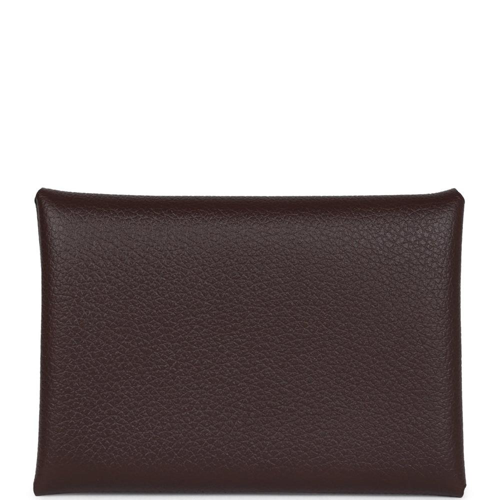 Hermes Calvi Card Holder Moka Evercolor Palladium Hardware