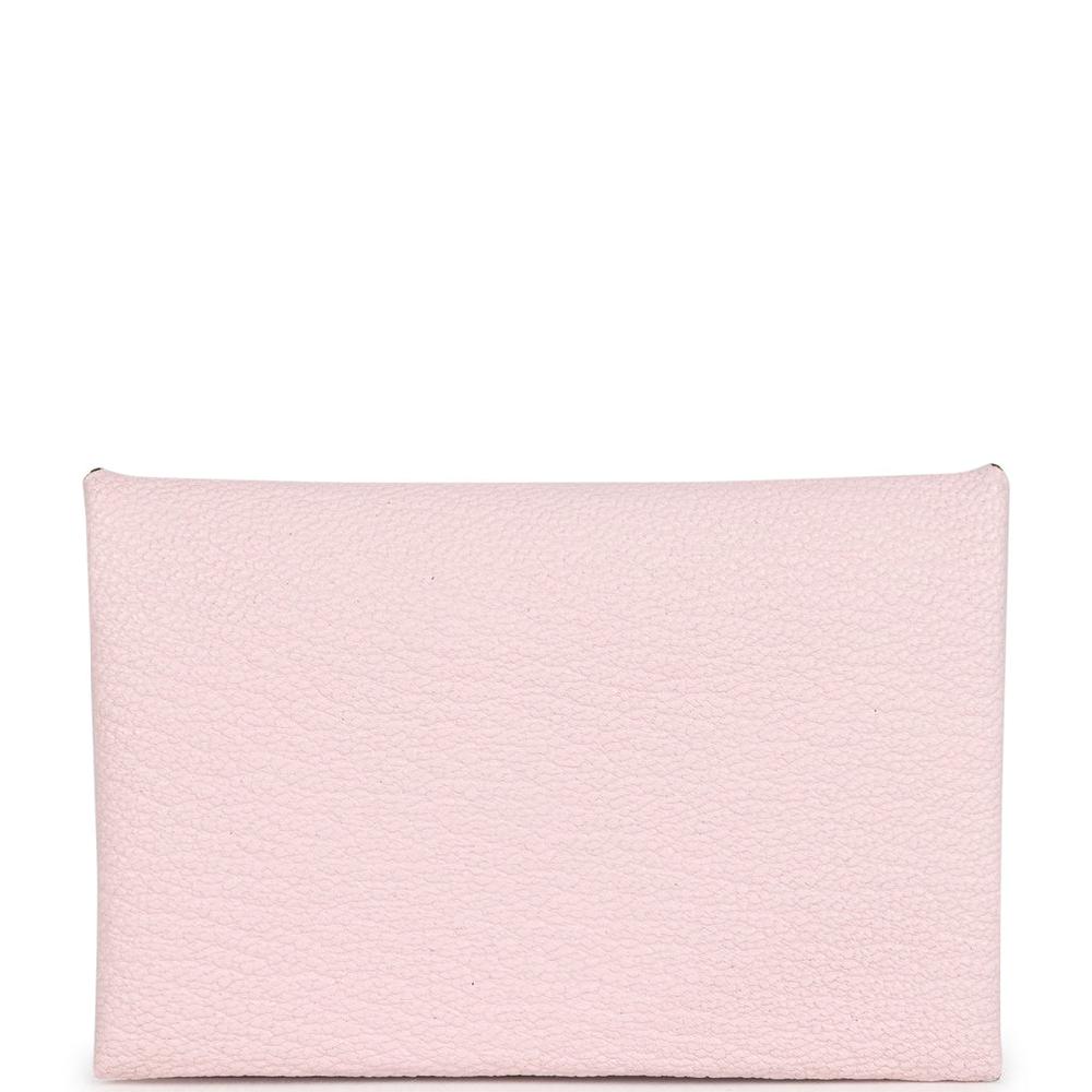 Hermes Calvi Card Holder Rose Darling Chevre Mysore Palladium Hardware