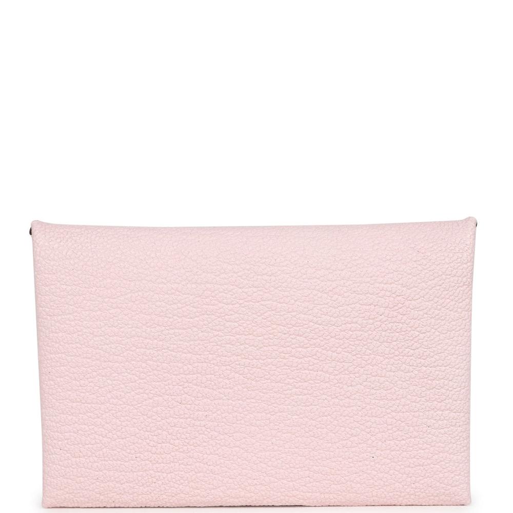 Hermes Calvi Card Holder Rose Darling Chevre Mysore Palladium Hardware