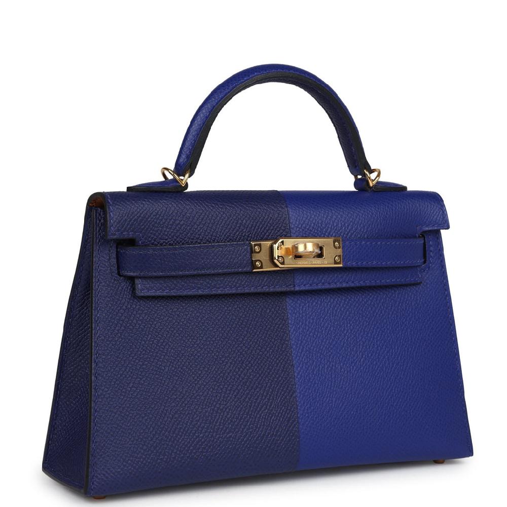 Hermes Casaque Kelly Sellier 20 Bleu Electric And Bleu Encre Epsom Gold Hardware