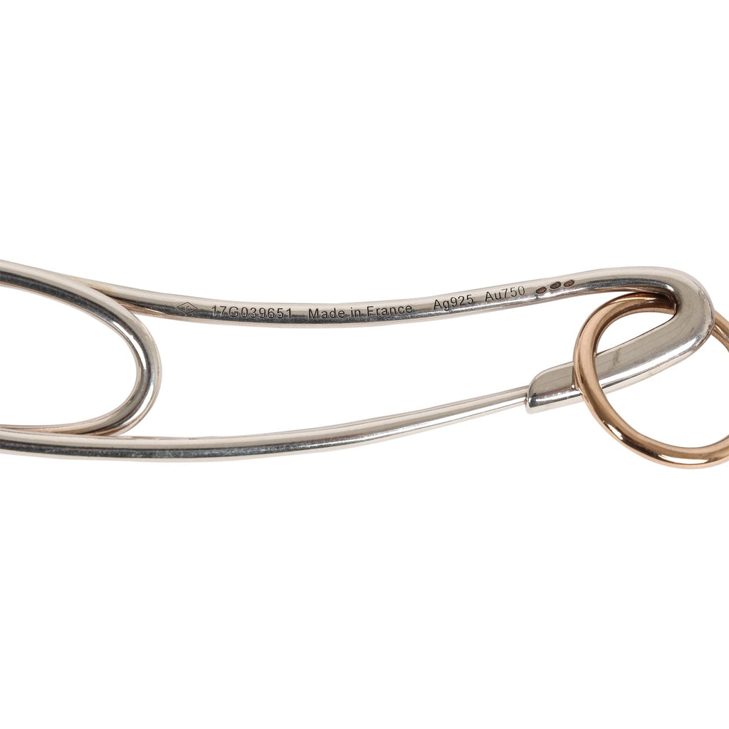 Hermes Chain D'ancre Punk Long Double Necklace Silver And Rose Gold