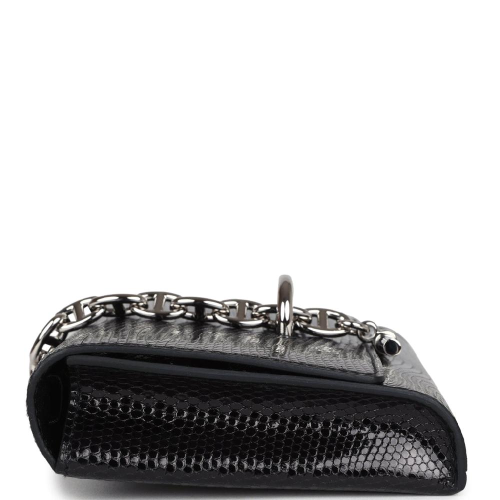 Hermes Chaine D' Ancre Wallet To Go Black Varanus Niloticus Lizard Palladium Hardware