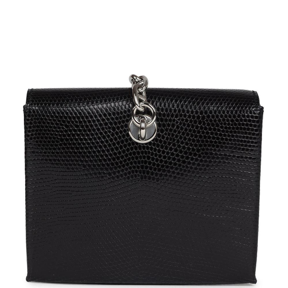 Hermes Chaine D' Ancre Wallet To Go Black Varanus Niloticus Lizard Palladium Hardware