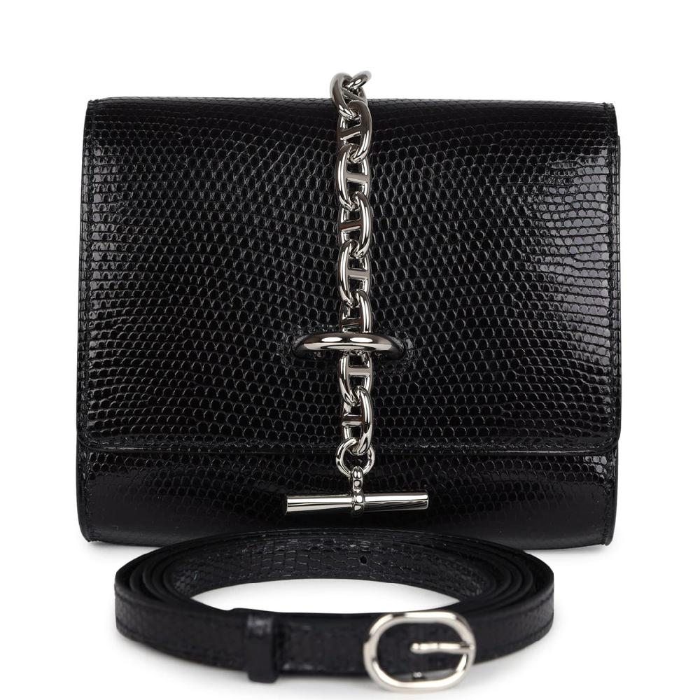 Hermes Chaine d' Ancre Wallet to Go Black Varanus Niloticus Lizard Palladium Hardware