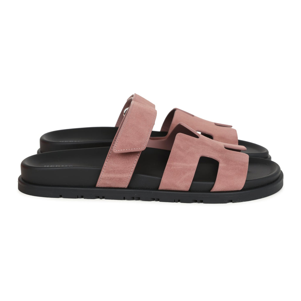 Hermes Chypre Techno Sandal Rose Antique Suede Palladium Hardware 40 EU