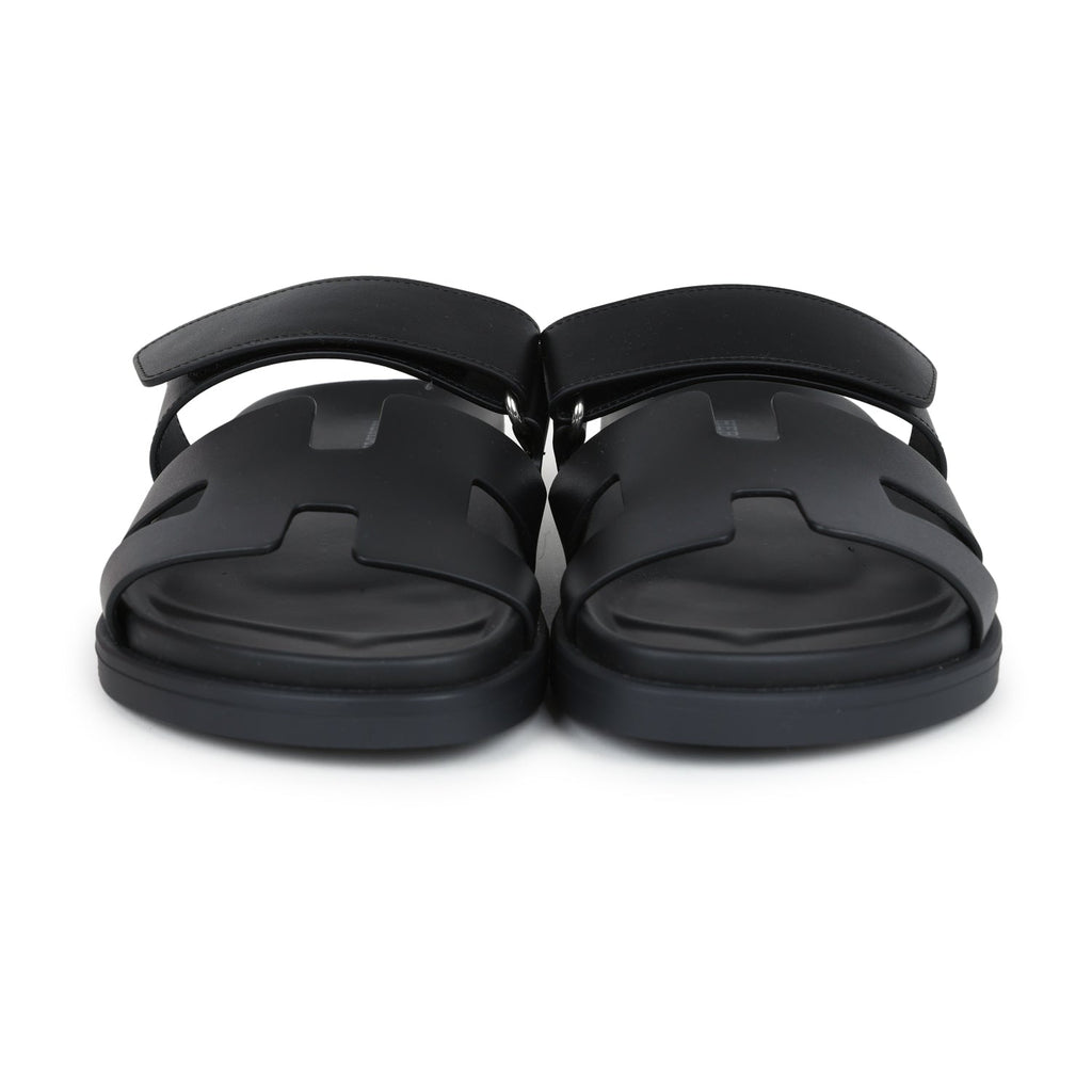 Hermes Chypre Techno Sandals Black Calfskin Palladium Hardware 36.5 EU