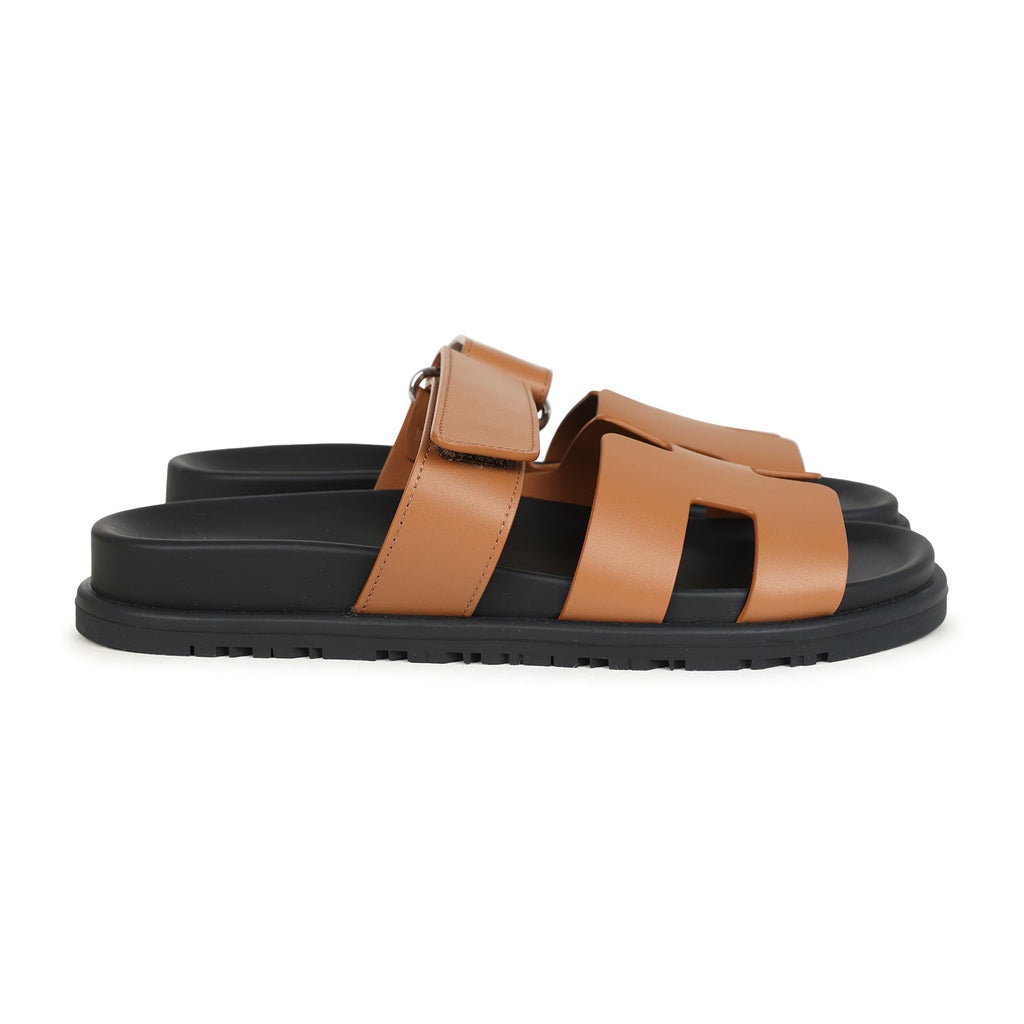 Hermes Chypre Techno Sandals Naturel Calfskin Palladium Hardware 36 EU