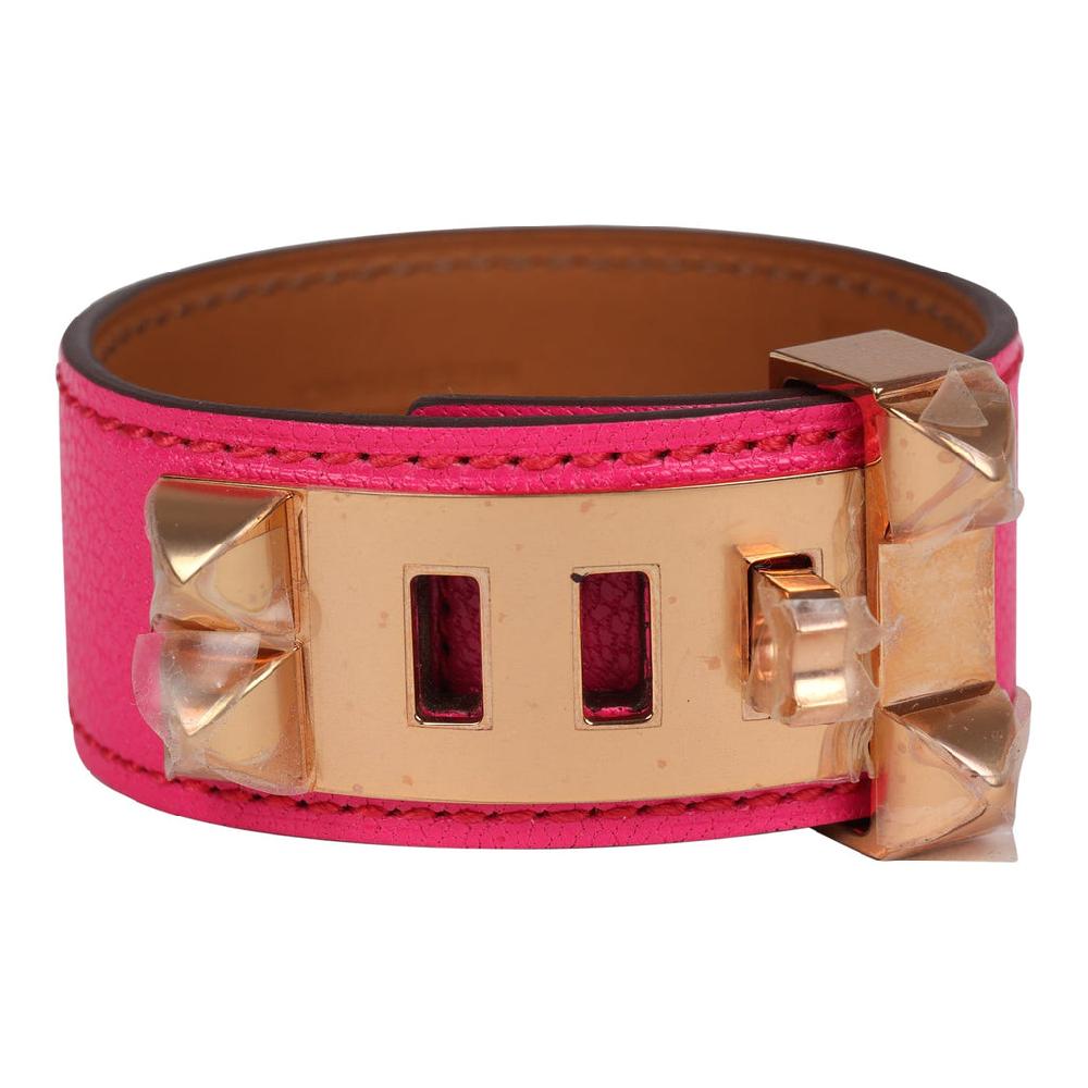 Hermes Collier De Chien 24 Bracelet Rose Pop Chevre Chamkila Rose Gold Hardware