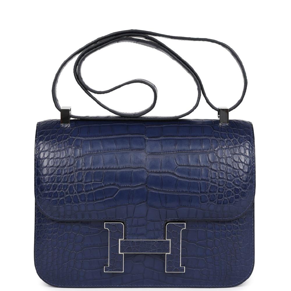 Hermes Constance 1-24 Bleu Saphir Matte Alligator Marquette Palladium Hardware