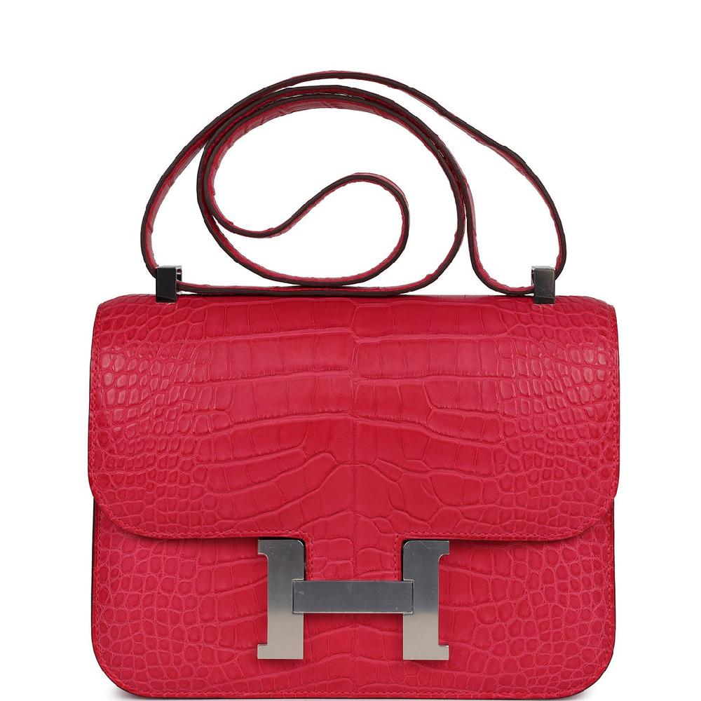 Hermes Constance 1-24 Rose Extreme Matte Alligator Palladium Hardware
