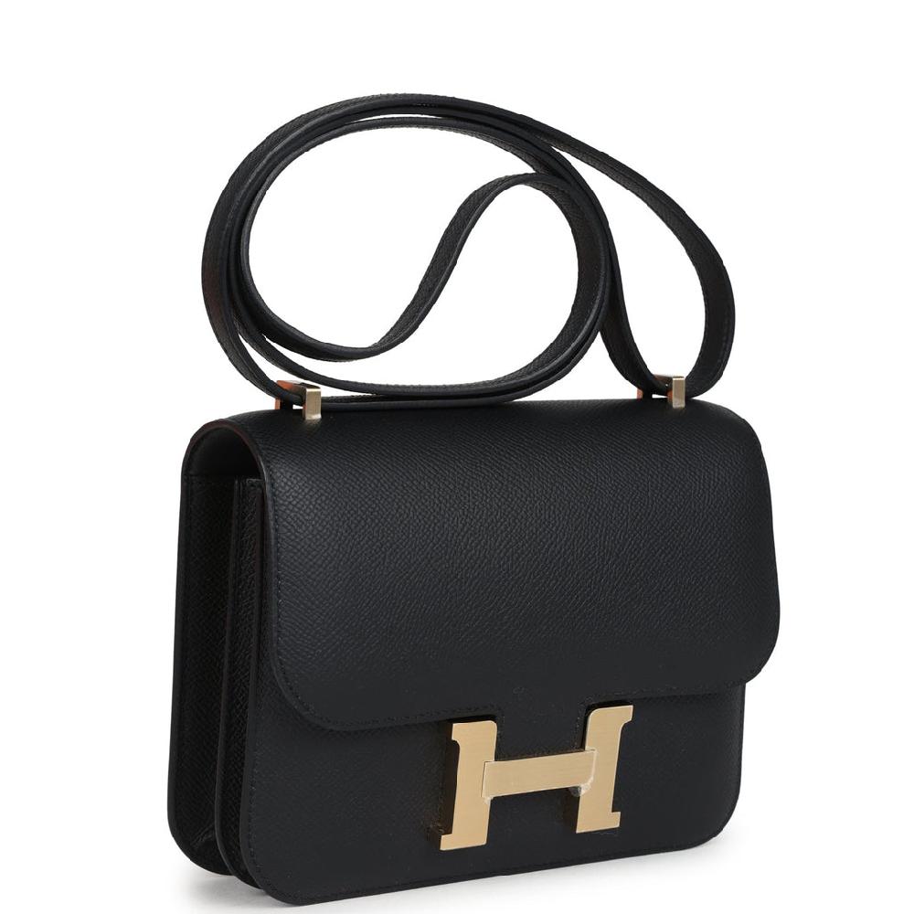 Hermes Constance 18 Black Epsom Brushed Gold Hardware