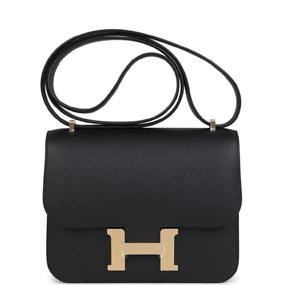 Hermes Constance 18 Black Epsom Brushed Gold Hardware