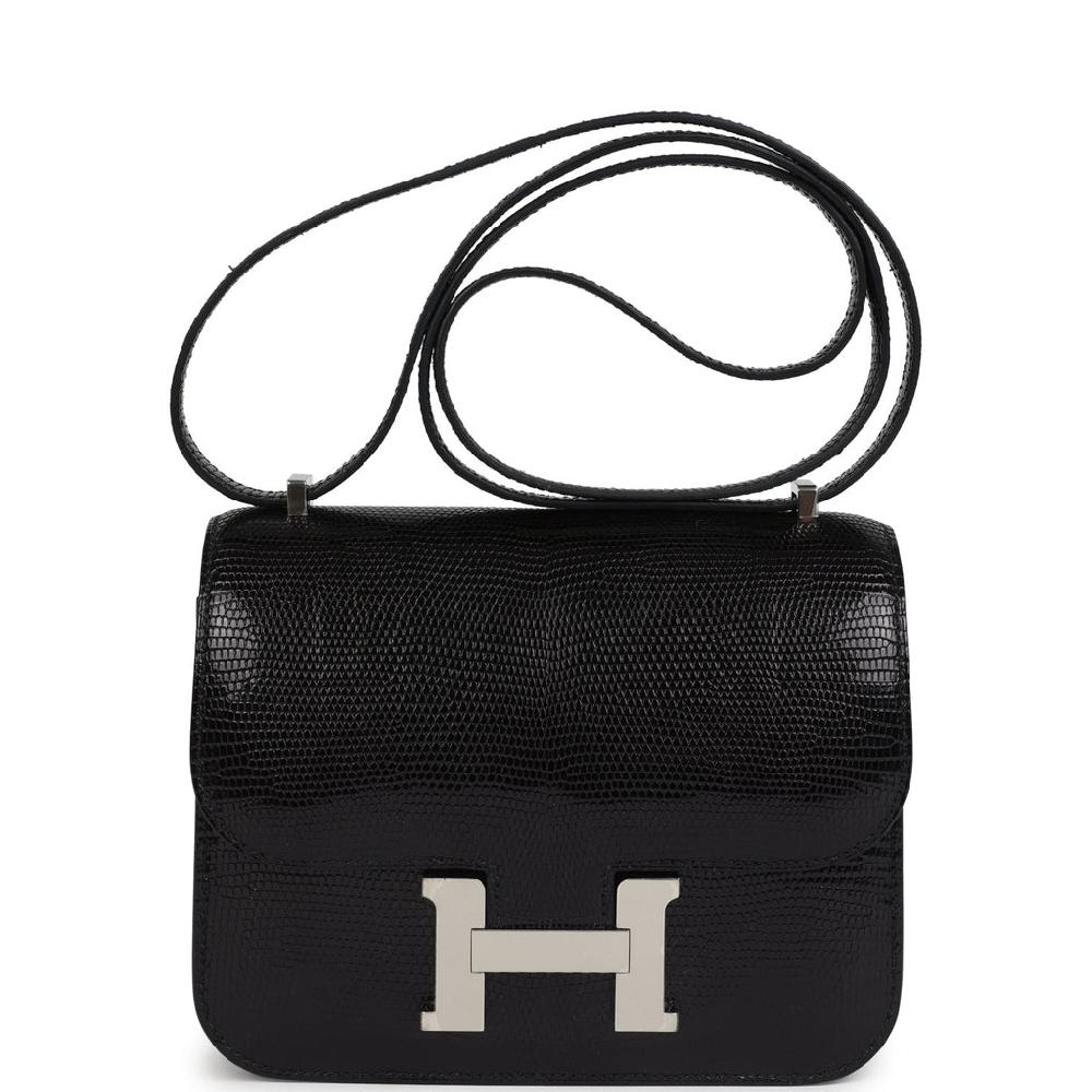 Hermes Constance 18 Black Varanus Niloticus Lizard Palladium Hardware