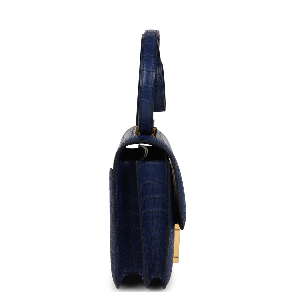 Hermes Constance 18 Bleu Saphir Matte Alligator Gold Hardware