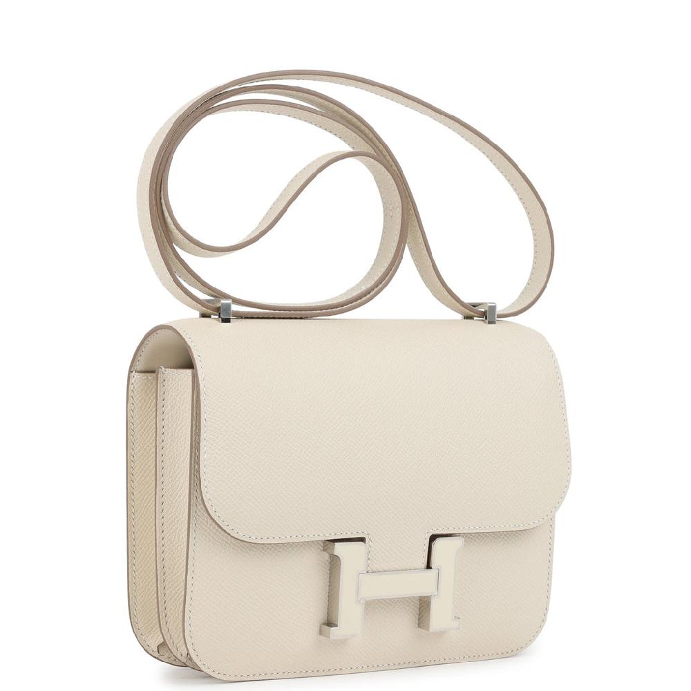 Hermes Constance 18 Craie Epsom Enamel Palladium Hardware