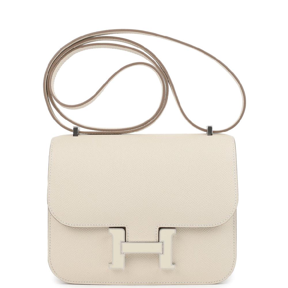 Hermes Constance 18 Craie Epsom Enamel Palladium Hardware