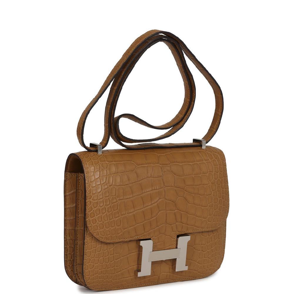 Hermes Constance 18 Kraft Matte Alligator Palladium Hardware