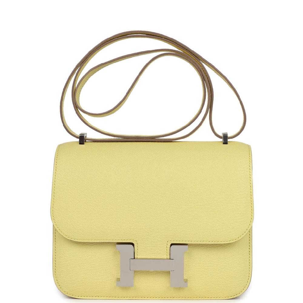 Hermes Constance 18 Limoncello Chevre Mysore Palladium Hardware