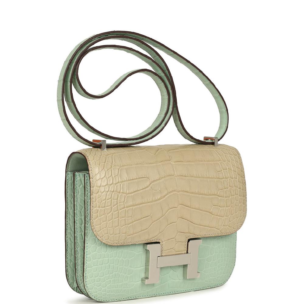 Hermes Constance 18 Vert D’Eau And Trench Matte Alligator Palladium Hardware