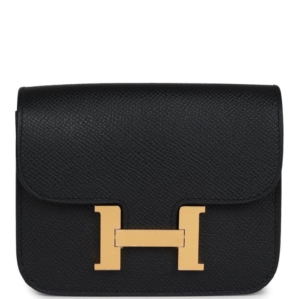 Hermes Constance Slim Wallet Black Epsom Gold Hardware