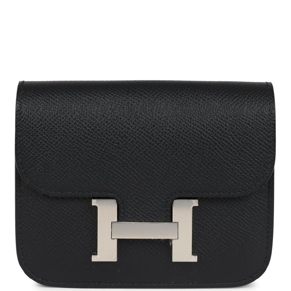 Hermes Constance Slim Wallet Black Epsom Palladium Hardware