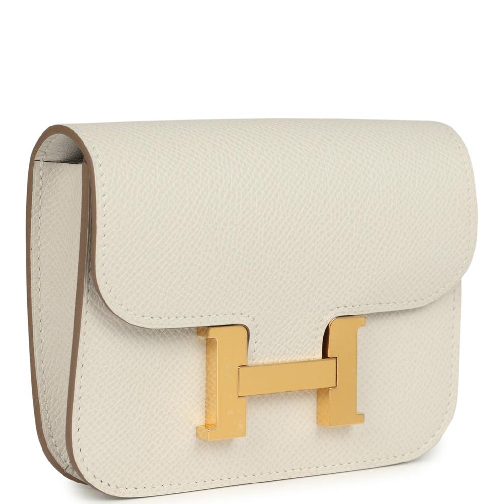 Hermes Constance Slim Wallet Craie Epsom Gold Hardware