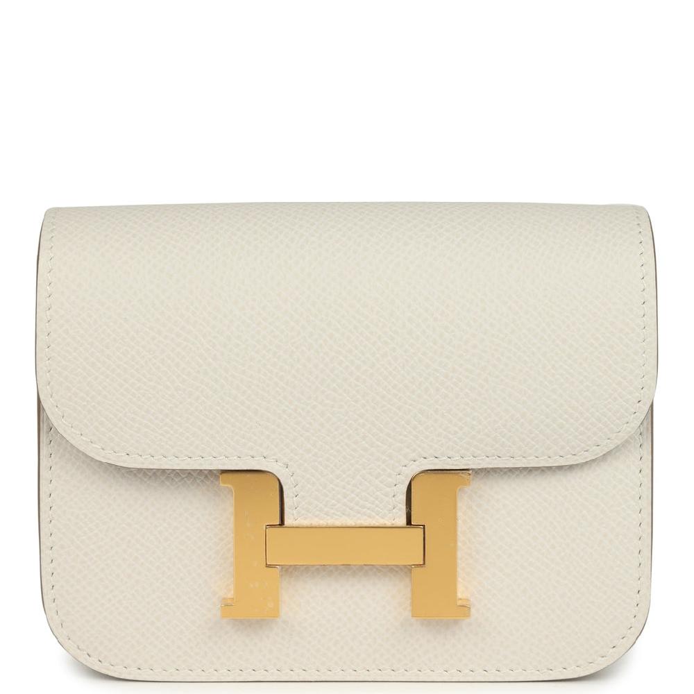 Hermes Constance Slim Wallet Craie Epsom Gold Hardware