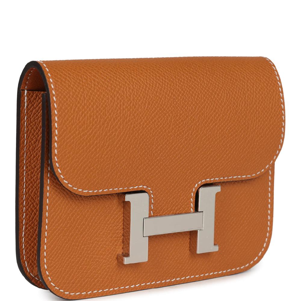 Hermes Constance Slim Wallet Toffee Epsom Palladium Hardware