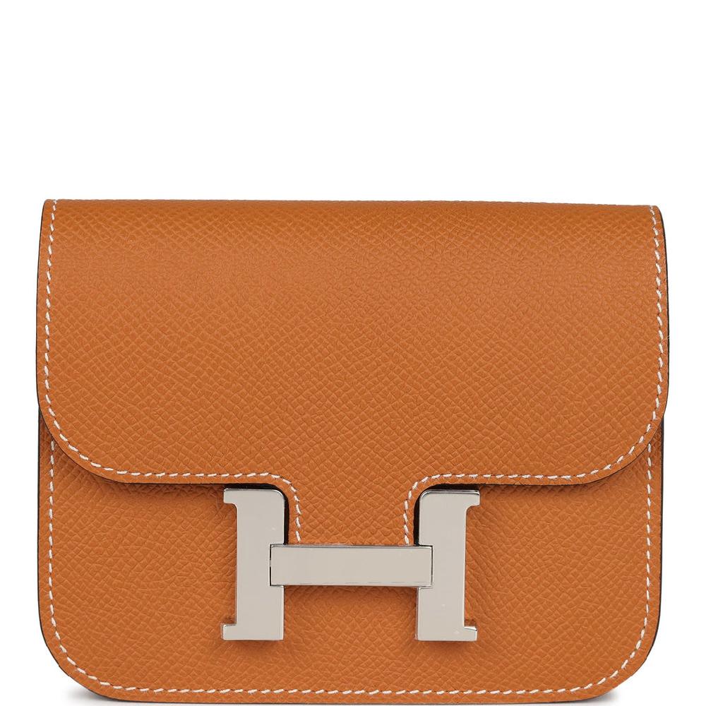 Hermes Constance Slim Wallet Toffee Epsom Palladium Hardware