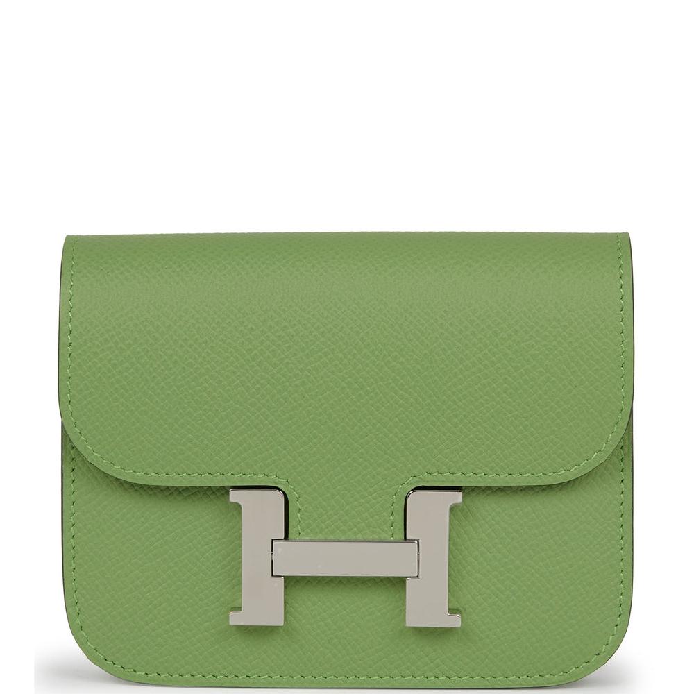 Hermes Constance Slim Wallet Vert Criquet Epsom Palladium Hardware Hermes Constance Slim Wallet Vert Criquet Epsom Palladium Hardware
