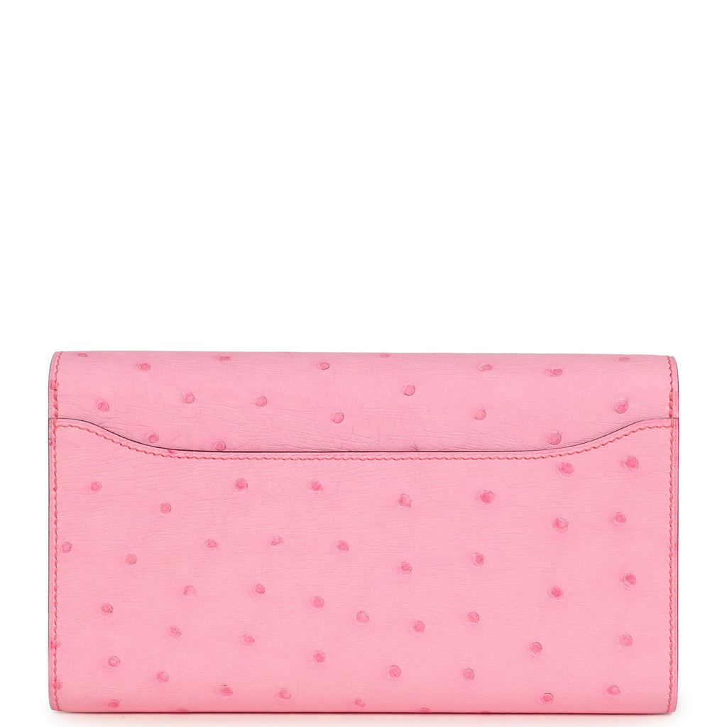Hermes Constance To Go Wallet Bubblegum Ostrich Palladium Hardware