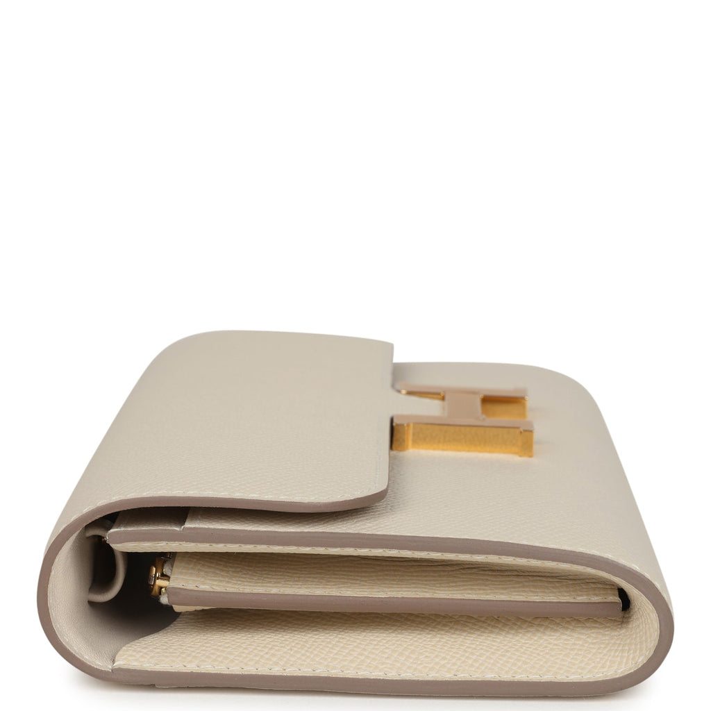 Hermes Constance To Go Wallet Craie Epsom Gold Hardware
