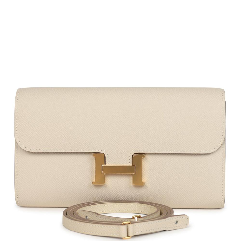 Hermes Constance To Go Wallet Craie Epsom Gold Hardware