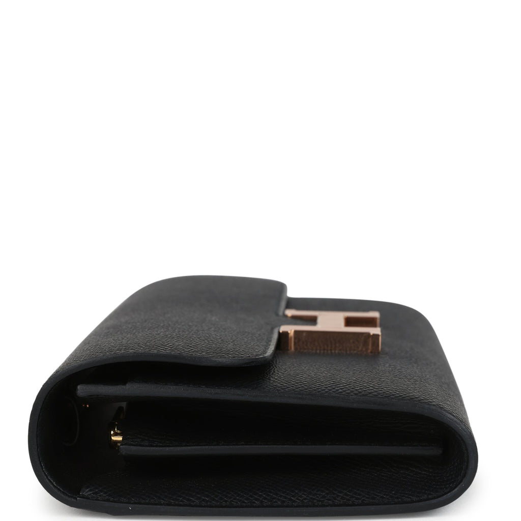 Hermes Constance Wallet To Go Black Epsom Rose Gold Hardware