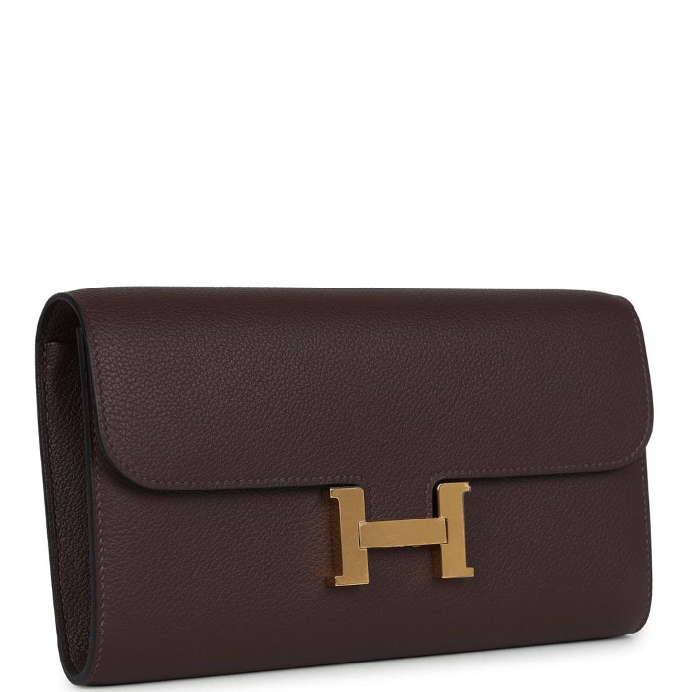 Hermes Constance Wallet To Go Moka Evercolor Gold Hardware