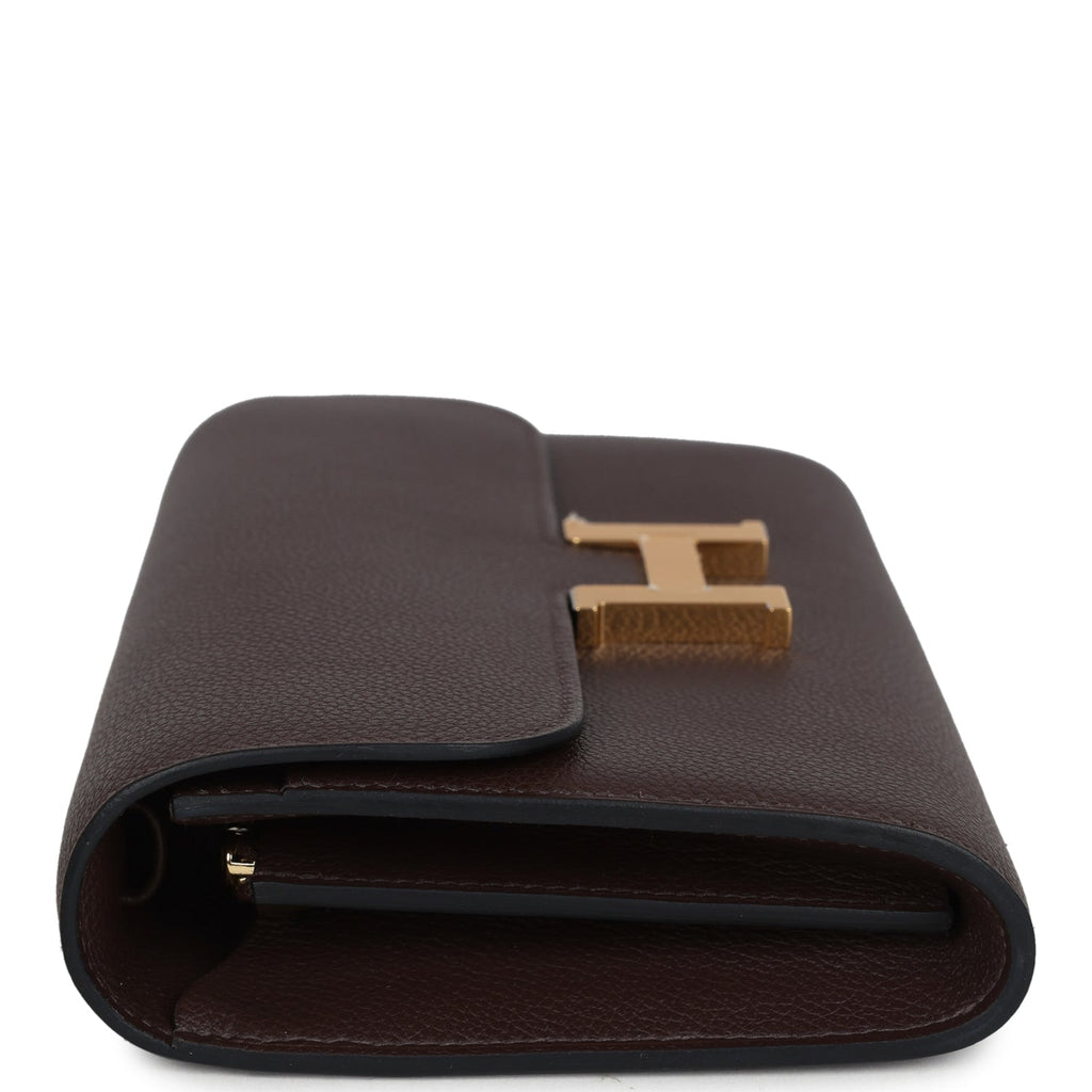 Hermes Constance Wallet To Go Moka Evercolor Gold Hardware
