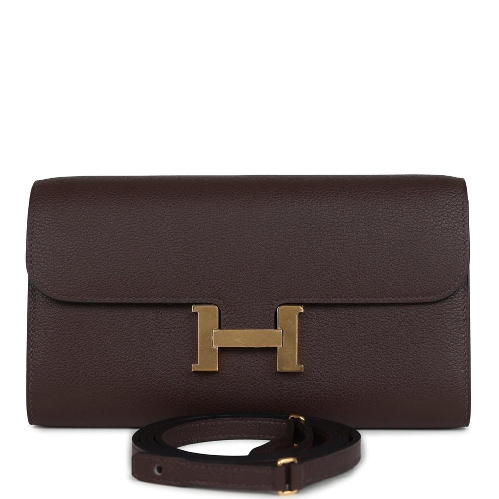 Hermes Constance Wallet To Go Moka Evercolor Gold Hardware