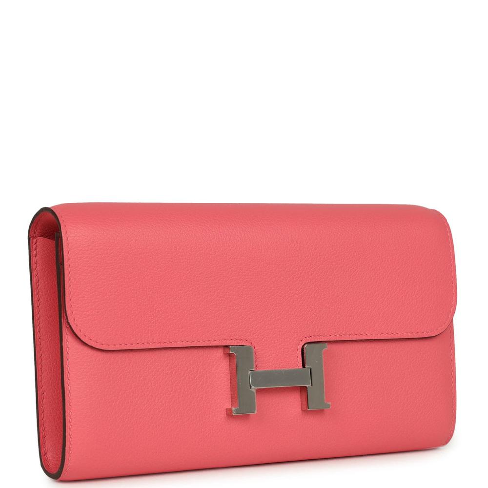 Hermes Constance Wallet To Go Rose Azalee Evercolor Palladium Hardware