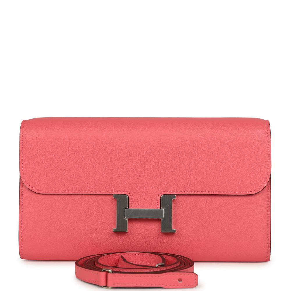 Hermes Constance Wallet To Go Rose Azalee Evercolor Palladium Hardware