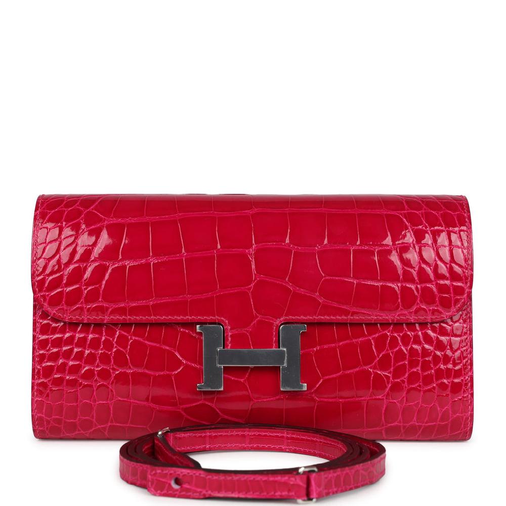 Hermes Constance Wallet To Go Rose Mexico Shiny Alligator Palladium Hardware