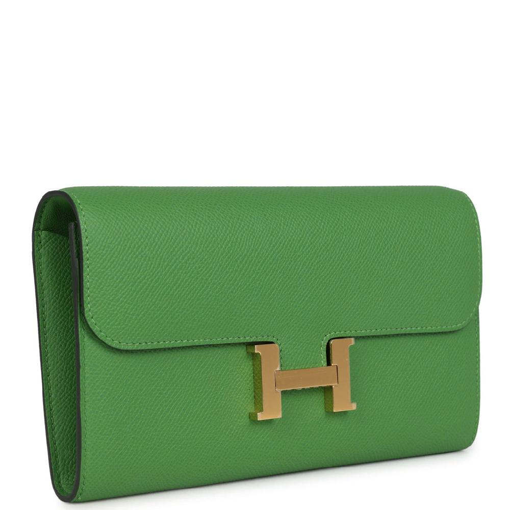 Hermes Constance Wallet To Go Vert Yucca Epsom Gold Hardware