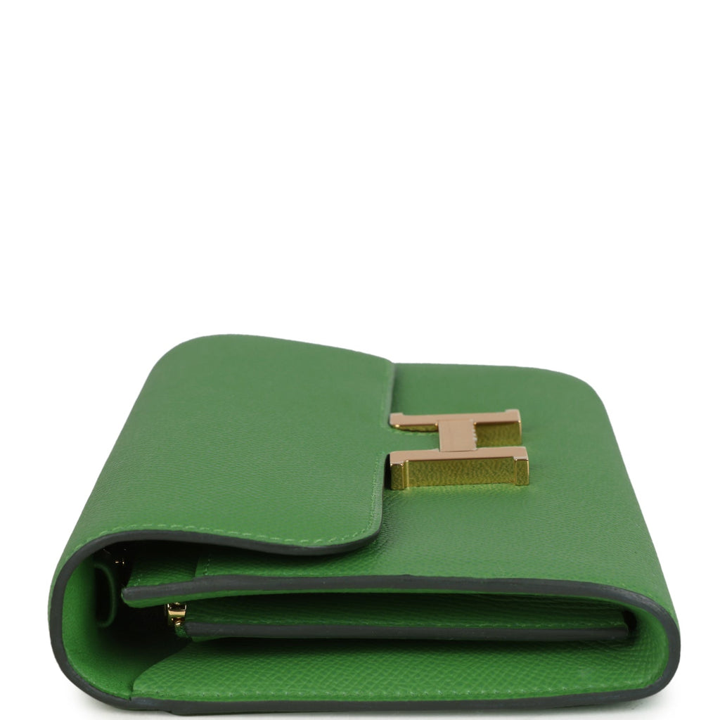Hermes Constance Wallet To Go Vert Yucca Epsom Gold Hardware
