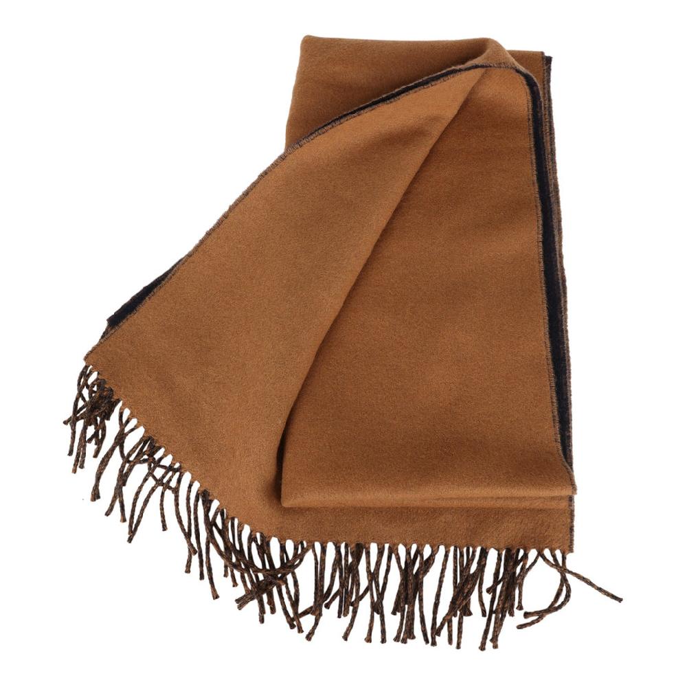 Hermes Double Face Stole Bronze And Marine Cashmere